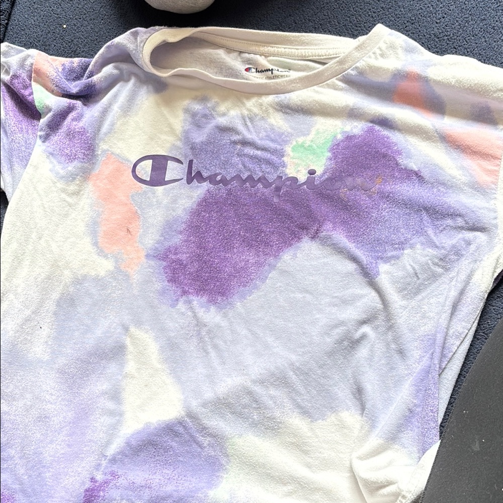 Champion Purple and White Short Sleeve Tee
